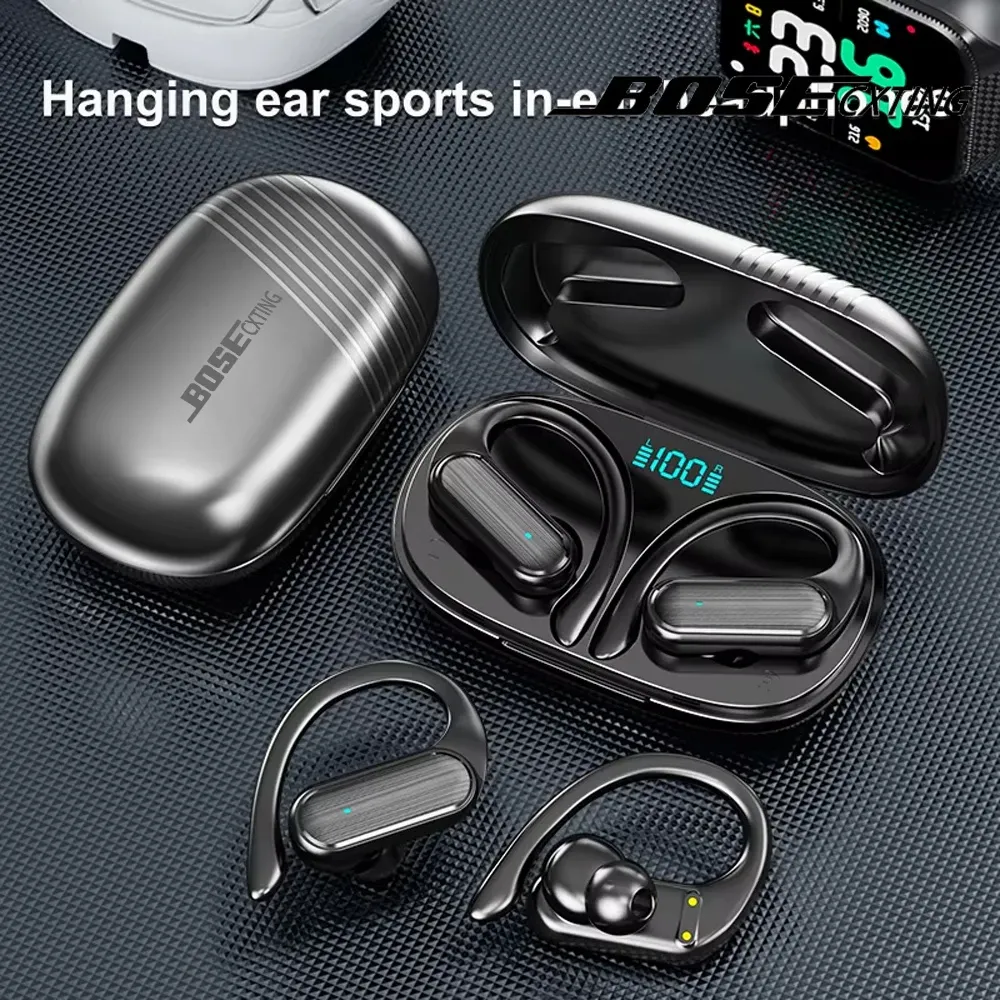 Casque d'écoute sans fil BOSECXTING A520, écouteurs intra-auriculaires à crochet avec basses Hi-Fi, réduction de bruit et micro intégré, pour le sport et le jeu 2