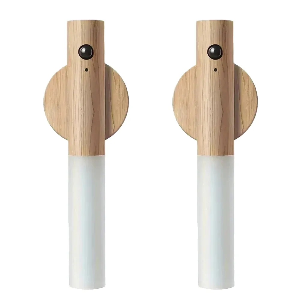 Lot de 2 veilleuses LED à détecteur de mouvement en ABS effet bois, rechargeables et magnétiques, pour chambre, chevet, escalier et couloir 9