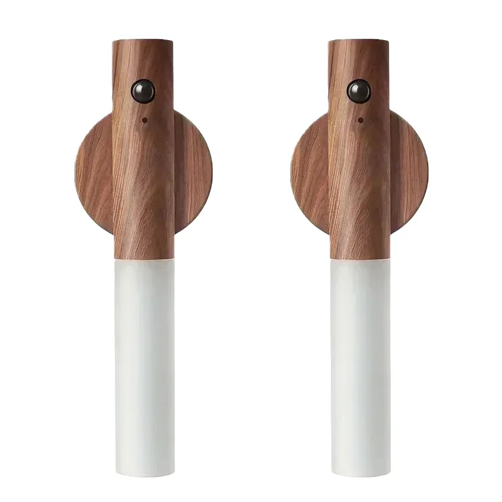 Lot de 2 veilleuses LED à détecteur de mouvement en ABS effet bois, rechargeables et magnétiques, pour chambre, chevet, escalier et couloir 8