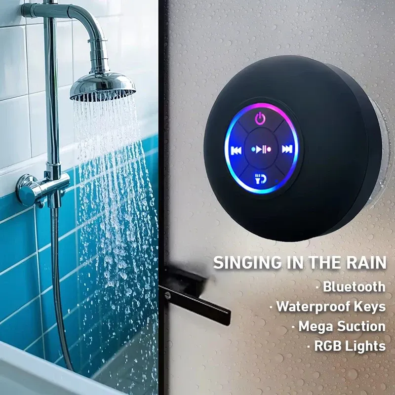 Enceinte Bluetooth portable étanche IPX4 avec éclairage LED et ventouse