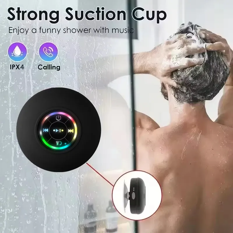 Enceinte Bluetooth portable étanche IPX4 avec éclairage LED et ventouse 2