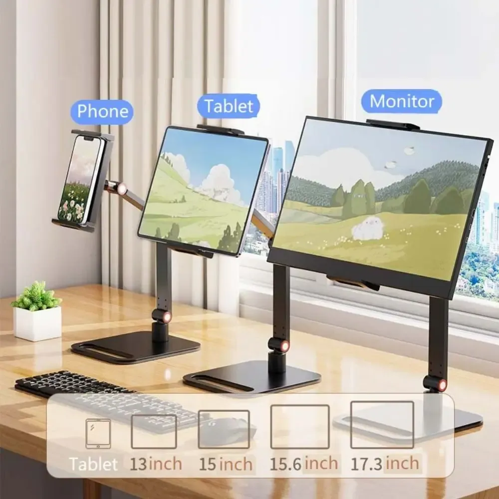 Support de bureau universel pour moniteur et tablette, réglable à 360°, pivotant et pliable, pour écrans de 12 à 17 pouces 6