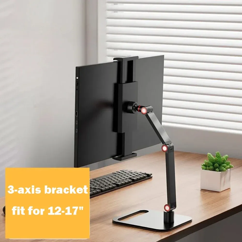 Support de bureau universel pour moniteur et tablette, réglable à 360°, pivotant et pliable, pour écrans de 12 à 17 pouces 8