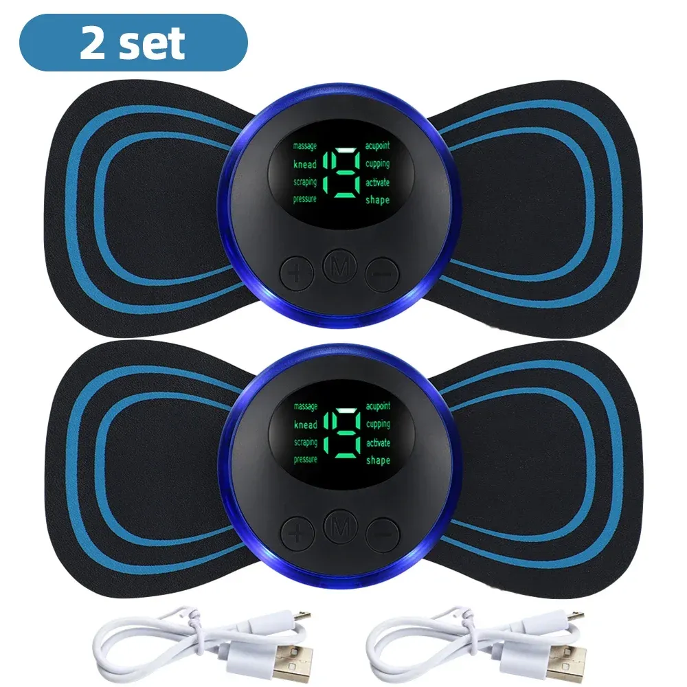 Masseur électrique pour le cou, stimulateur musculaire EMS, appareil basse fréquence pour soulager les douleurs au dos et aux mollets, mini patchs portables 7
