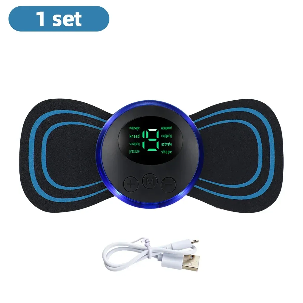 Masseur électrique pour le cou, stimulateur musculaire EMS, appareil basse fréquence pour soulager les douleurs au dos et aux mollets, mini patchs portables 8