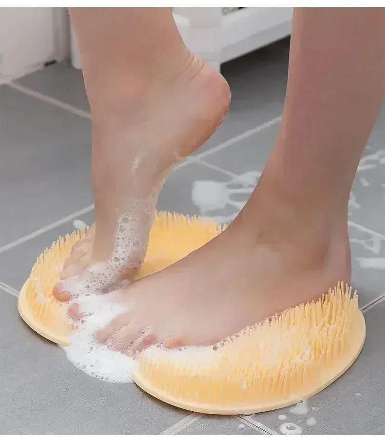 Brosse de bain en silicone, ventouses au dos