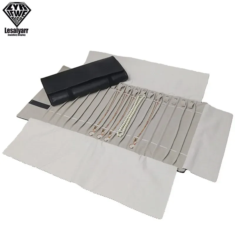 Organisateur de bijoux de voyage pliable en velours, étui à bijoux pour colliers et pendentifs 9