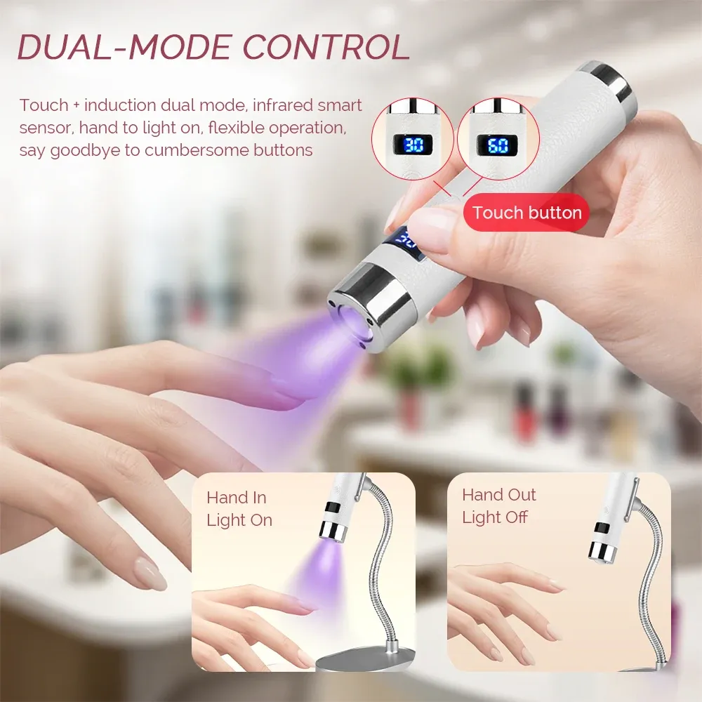 Mini sèche-ongles UV LED portatif, capteur intelligent, rechargeable et sans fil, pour bureau et usage nomade, outil de salon de manucure 6