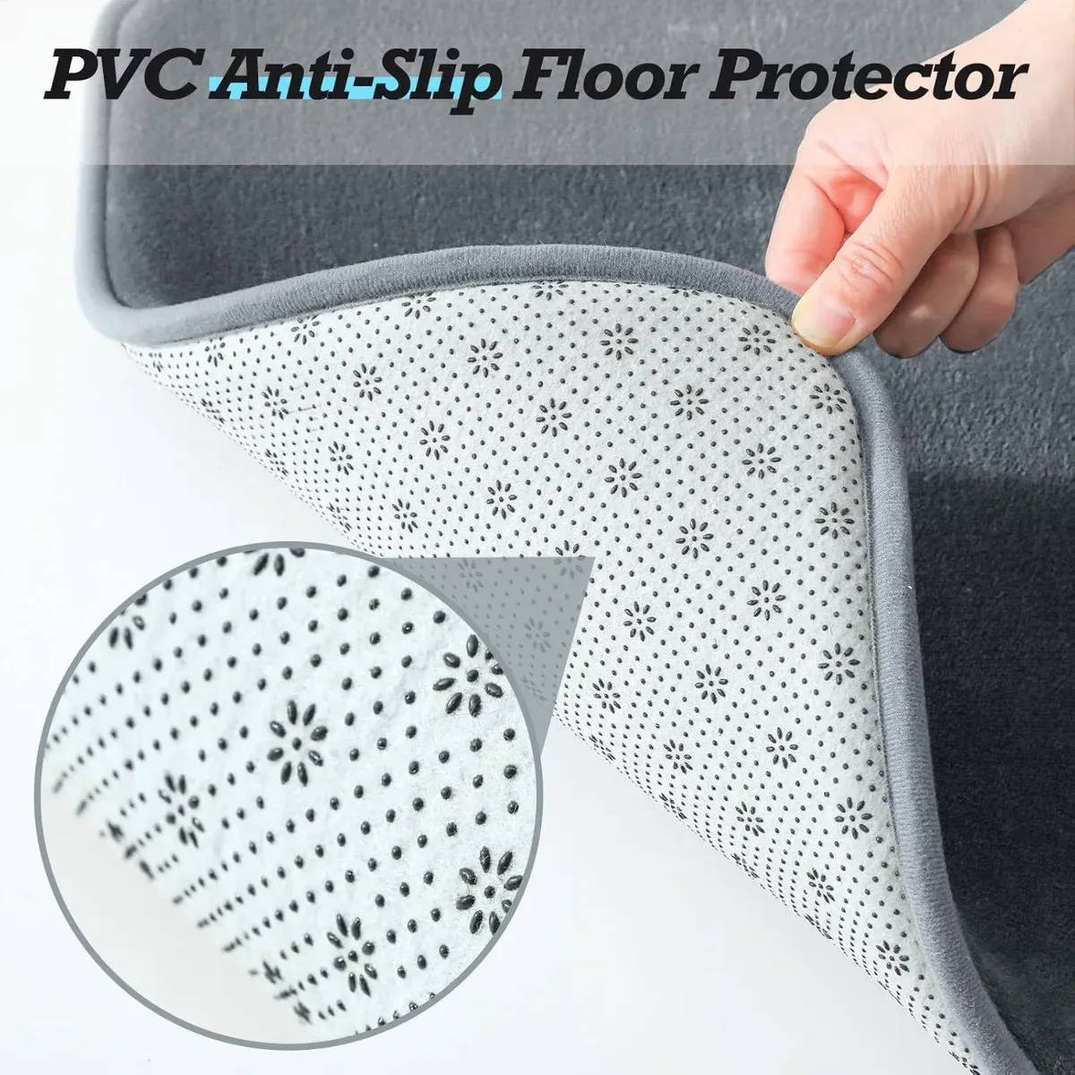 Tapis de bain antidérapant en velours corail très absorbant, gris 5