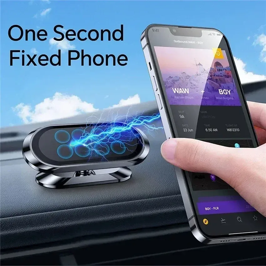 Support magnétique de téléphone pour voiture à rotation 360°, compatible iPhone 17, 16, XR, Xiaomi, Huawei, Samsung et LG 2