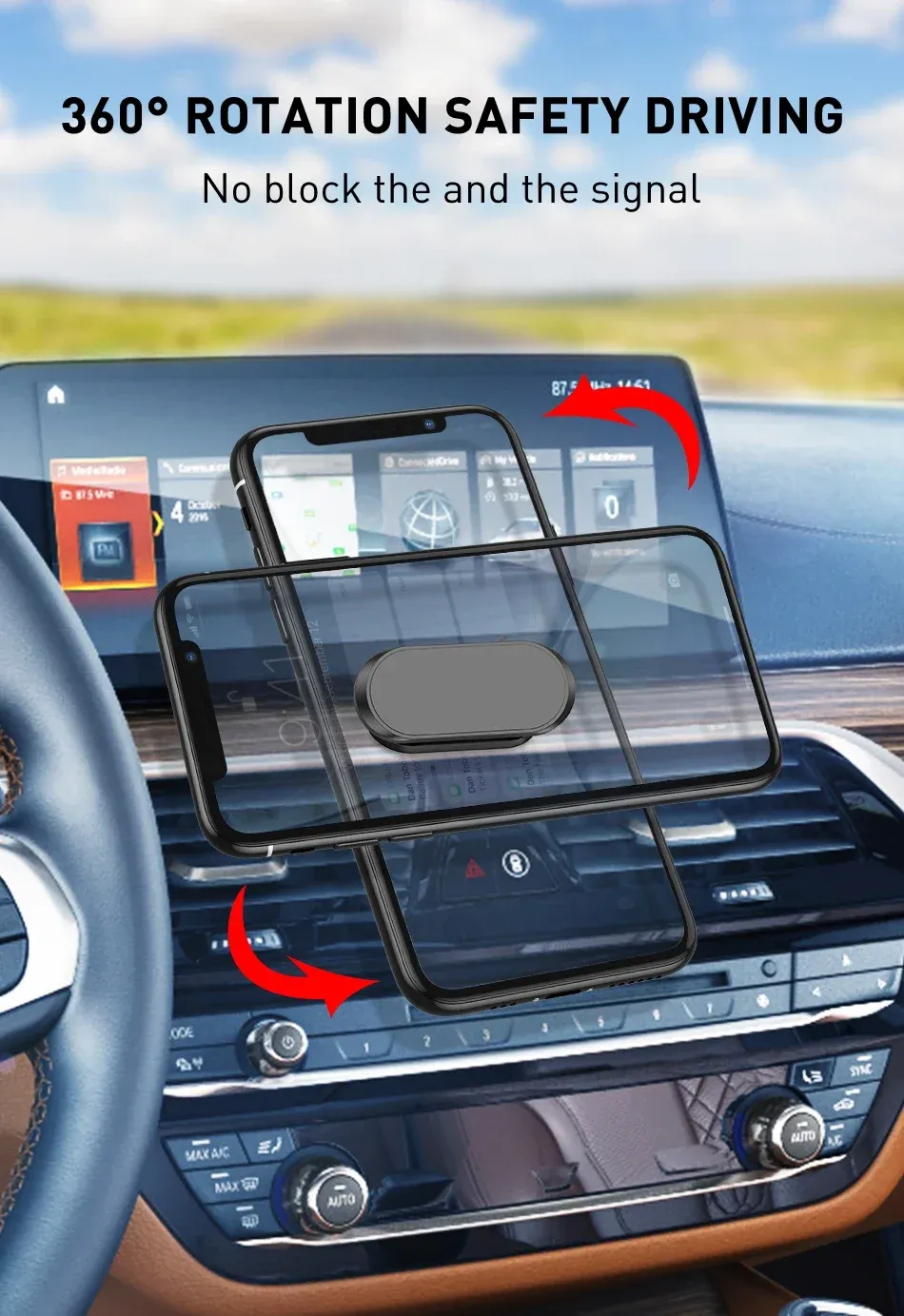 Support de téléphone magnétique dans l'habitacle d'un véhicule