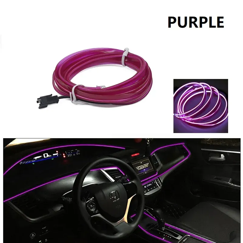 Bandes lumineuses LED décoratives pour habitacle de voiture, éclairage d'ambiance à lumière froide pour tableau de bord et console, 1/2/3/4/5 m 8