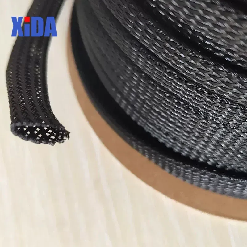Manchon tressé isolé noir 5/10 m, 2/4/6/8/10/12/15/20/25 mm, gaine de protection de câble en PET serrée, manchon extensible pour câbles, presse-étoupe 6