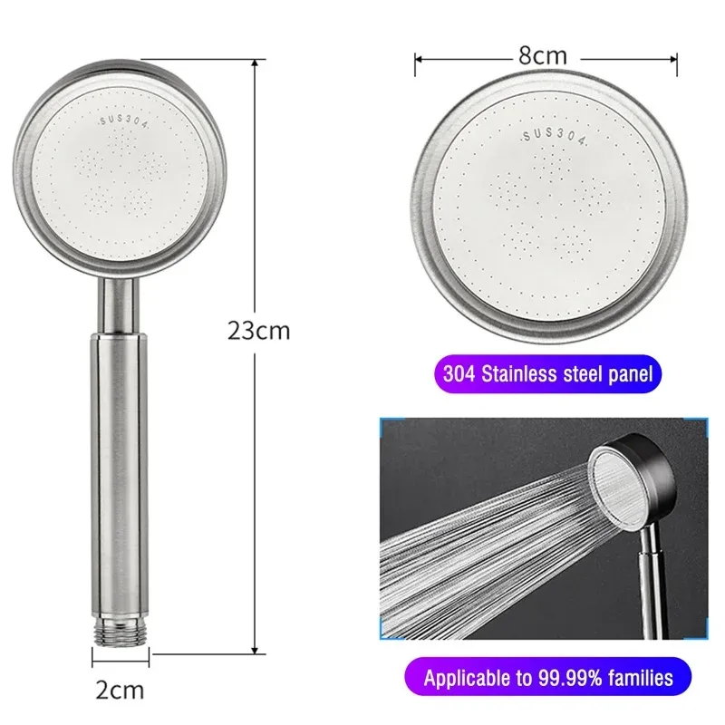 Pommeau de douche à main sous différents angles