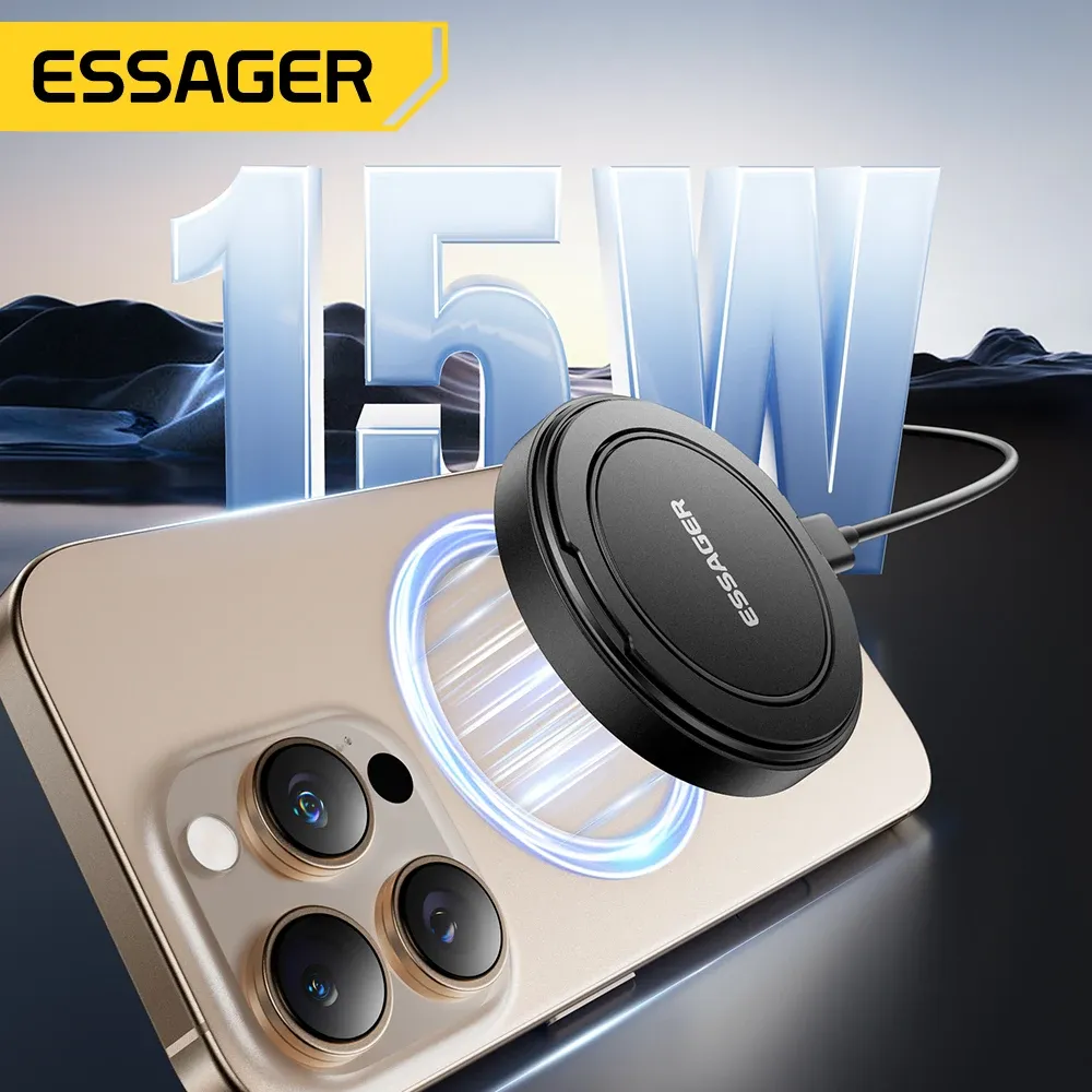 Chargeur sans fil magnétique Essager avec support, charge rapide 15 W pour iPhone 16, 15, 14, 13 Pro Max et AirPods Mini - Image 1