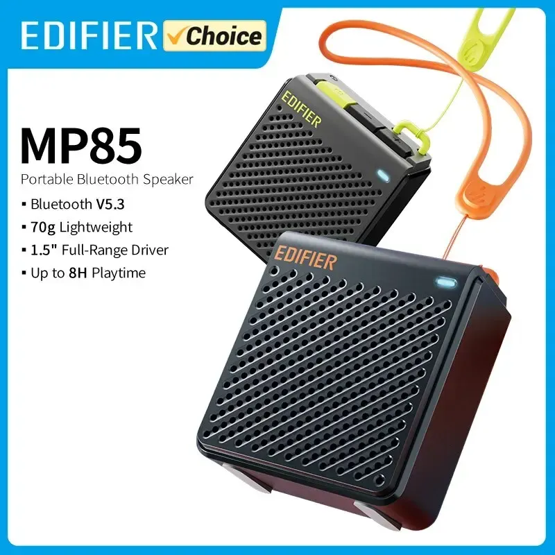 Haut-parleur Bluetooth portable Edifier MP85, enceinte sans fil stéréo légère 70 g, autonomie 8 h, étanche, idéale pour le camping et la randonnée - Image 1