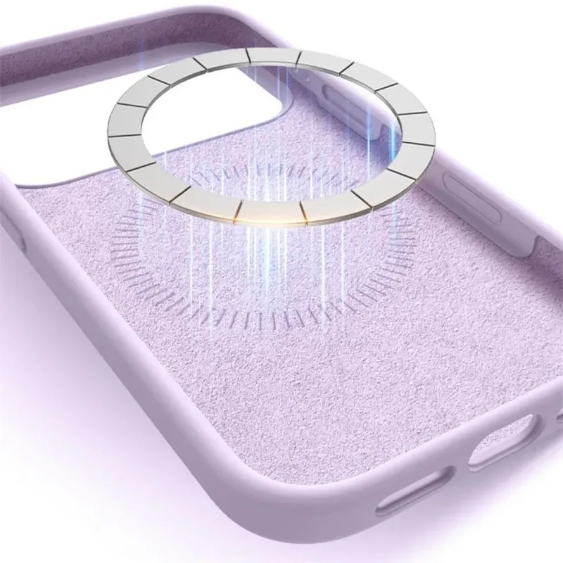 Étui magnétique fin en silicone liquide pour iPhone 17 Air, 16, 15, 14, 13, 12 Pro Max Plus, compatible MagSafe, housse de protection sécurisée 2