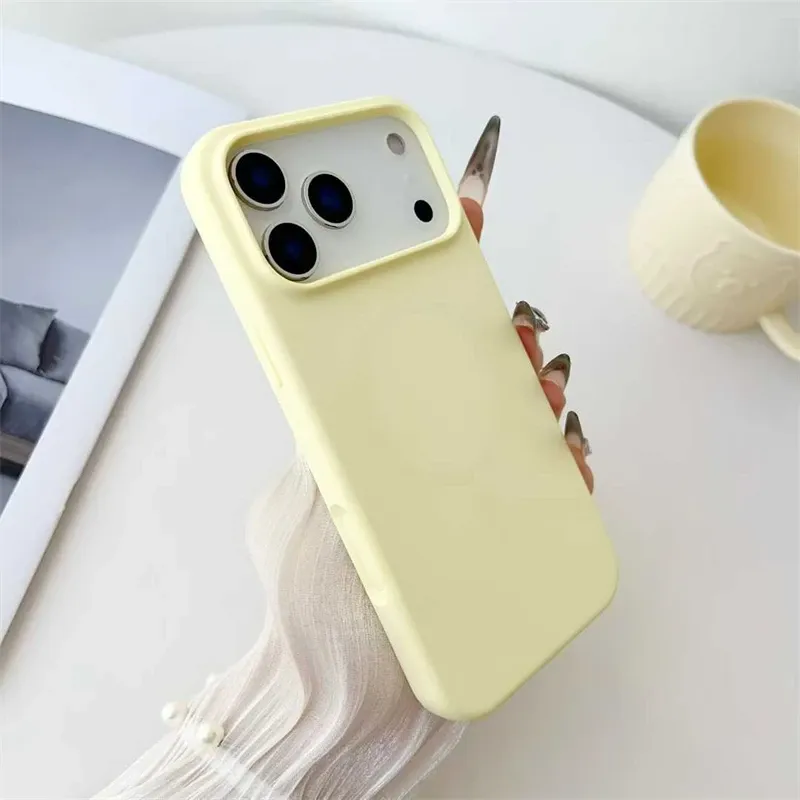Étui magnétique fin en silicone liquide pour iPhone 17 Air, 16, 15, 14, 13, 12 Pro Max Plus, compatible MagSafe, housse de protection sécurisée 12