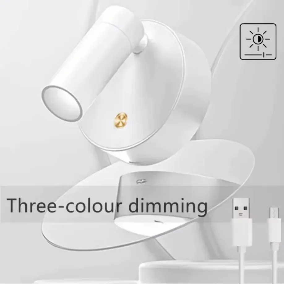 Applique murale LED rechargeable par USB pour chambre, base magnétique orientable noire et blanche avec interrupteur tactile, idéale pour le chevet, le bureau et la lecture 3