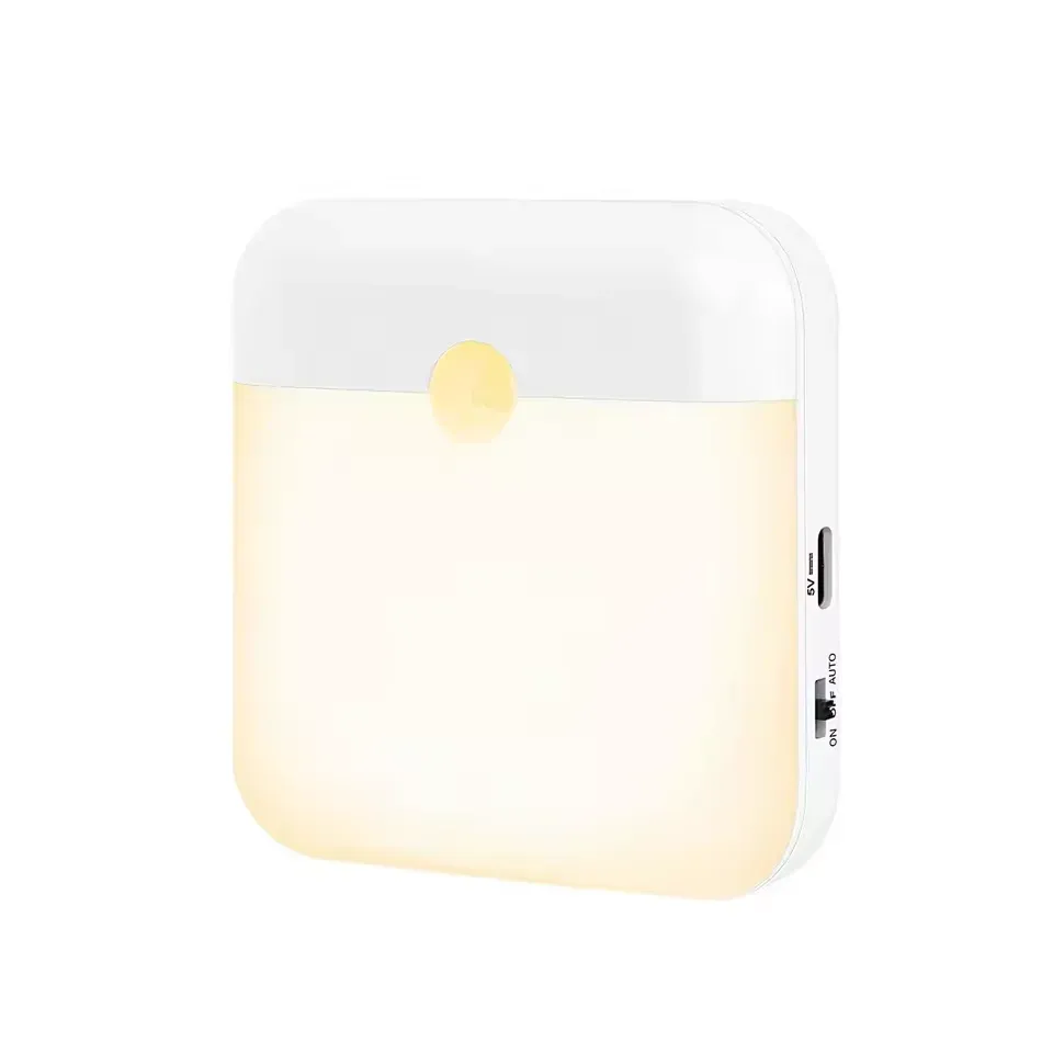 Lampe LED à détecteur de mouvement rechargeable par USB-C, éclairage de nuit carré pour chambre, cuisine, escalier, couloir et placard. 7