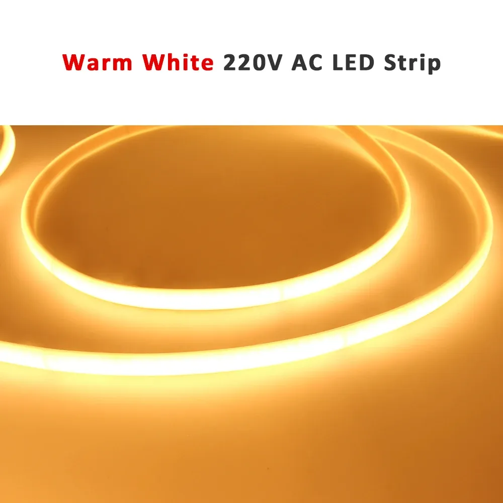 Bande LED COB 220V étanche, 240 LED/m, ruban flexible à éclairage linéaire pour la maison, disponible en 3000K, 4000K et 6000K 7