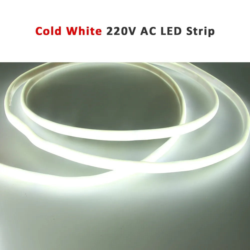 Bande LED COB 220V étanche, 240 LED/m, ruban flexible à éclairage linéaire pour la maison, disponible en 3000K, 4000K et 6000K 9