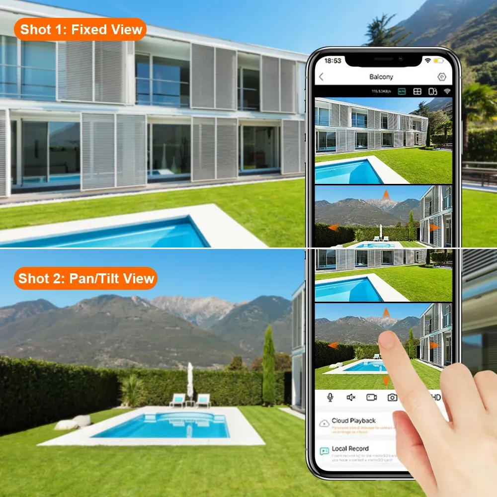 Caméra Wifi PTZ 8MP 4K à double objectif et double écran, détection humaine par IA, caméra IP de surveillance CCTV extérieure sans fil 3