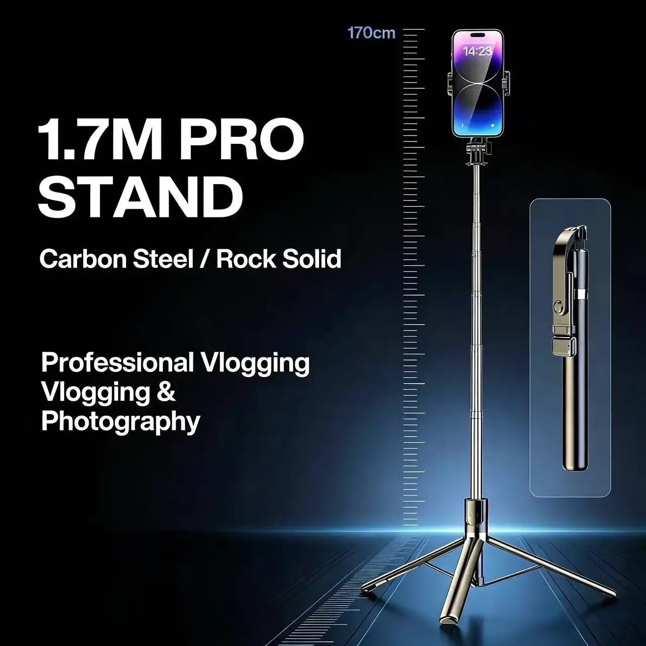 Trépied léger en alliage d'aluminium pour téléphone portable avec pieds flexibles, tête rotative 360° et bâton à selfie, pour la photo et la vidéo 4