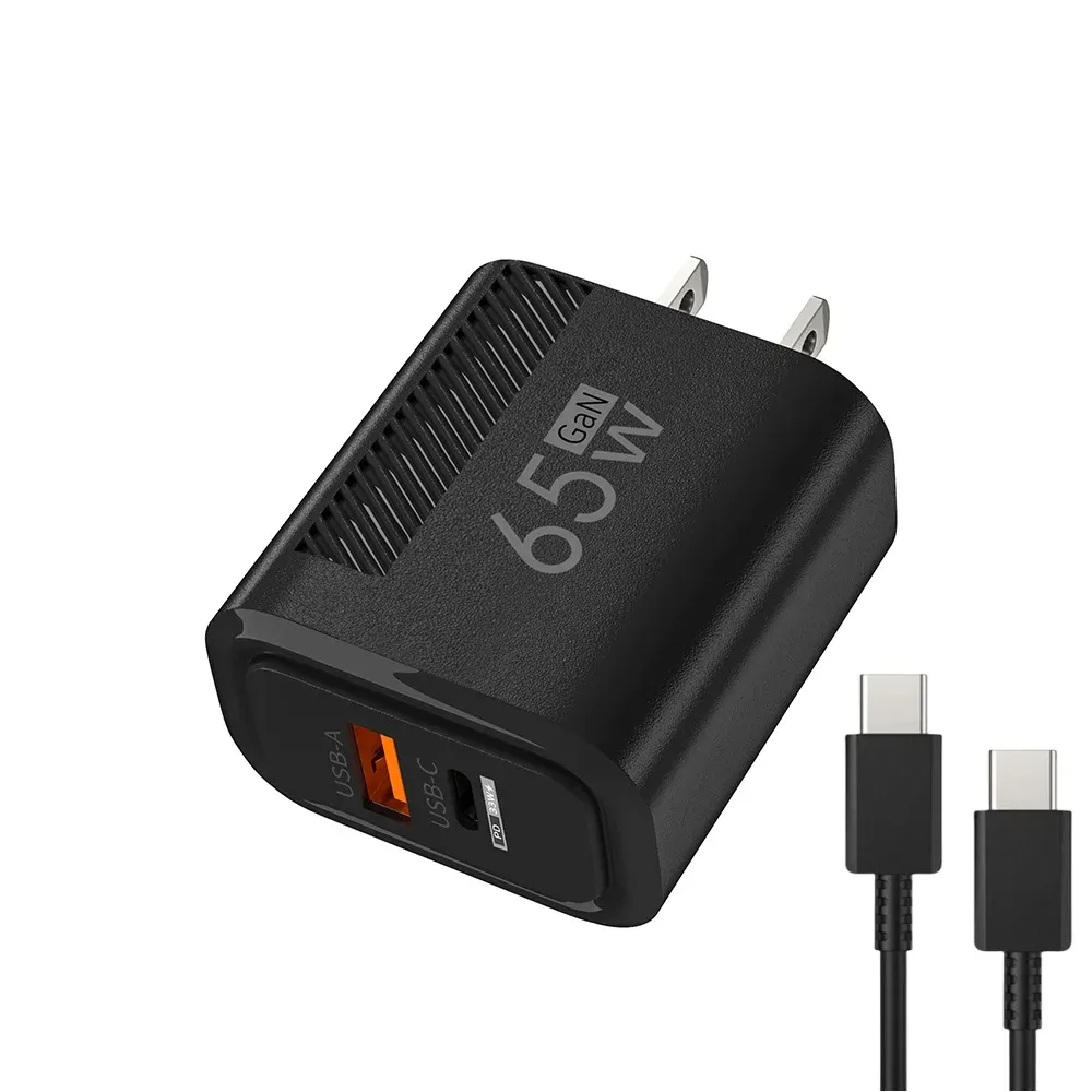 Chargeur USB-C GaN 65 W à charge rapide QC 3.0 pour iPhone, Samsung et Xiaomi, avec prises UE et US 10