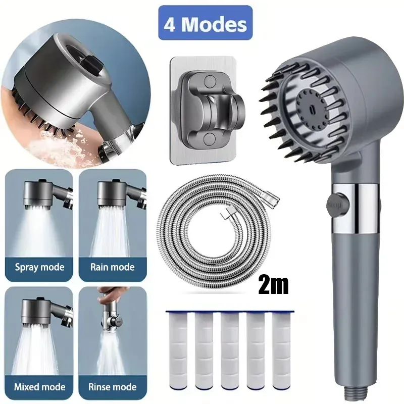 Pommeau de Douche Massant 4 Modes avec Filtre Intégré