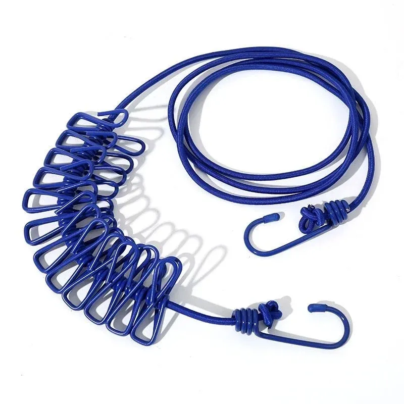 Corde à linge portable avec 12 pinces, élastique, rétractable et extensible pour l'arrière-cour 9