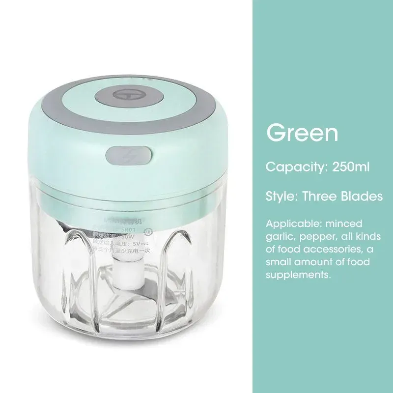 Hachoir électrique portable 100/250 ml, mini hachoir à légumes, broyeur d'ail, hachoir à oignon et mélangeur pour légumes 14