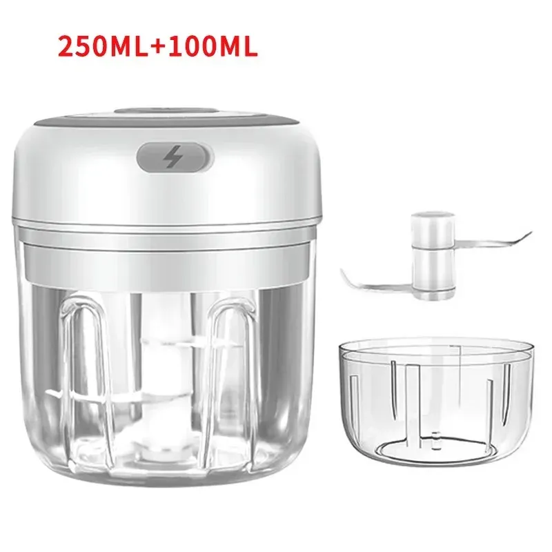 Hachoir électrique portable 100/250 ml, mini hachoir à légumes, broyeur d'ail, hachoir à oignon et mélangeur pour légumes 7