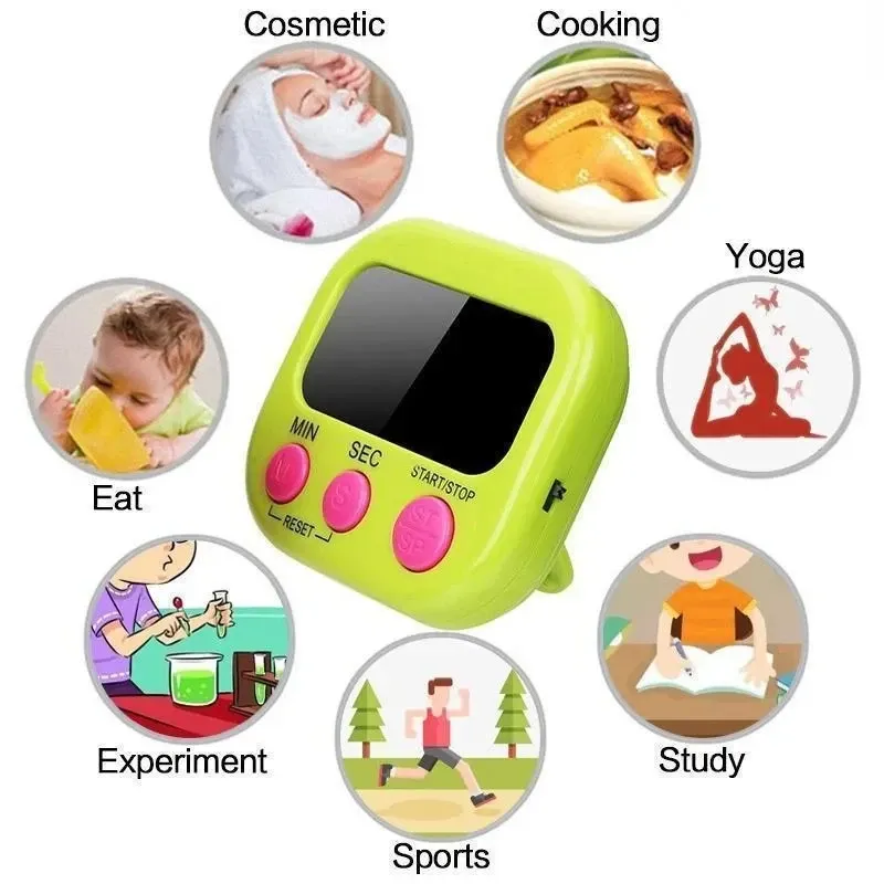 Minuterie de cuisine magnétique à écran LCD avec compte à rebours et fonction réveil 4