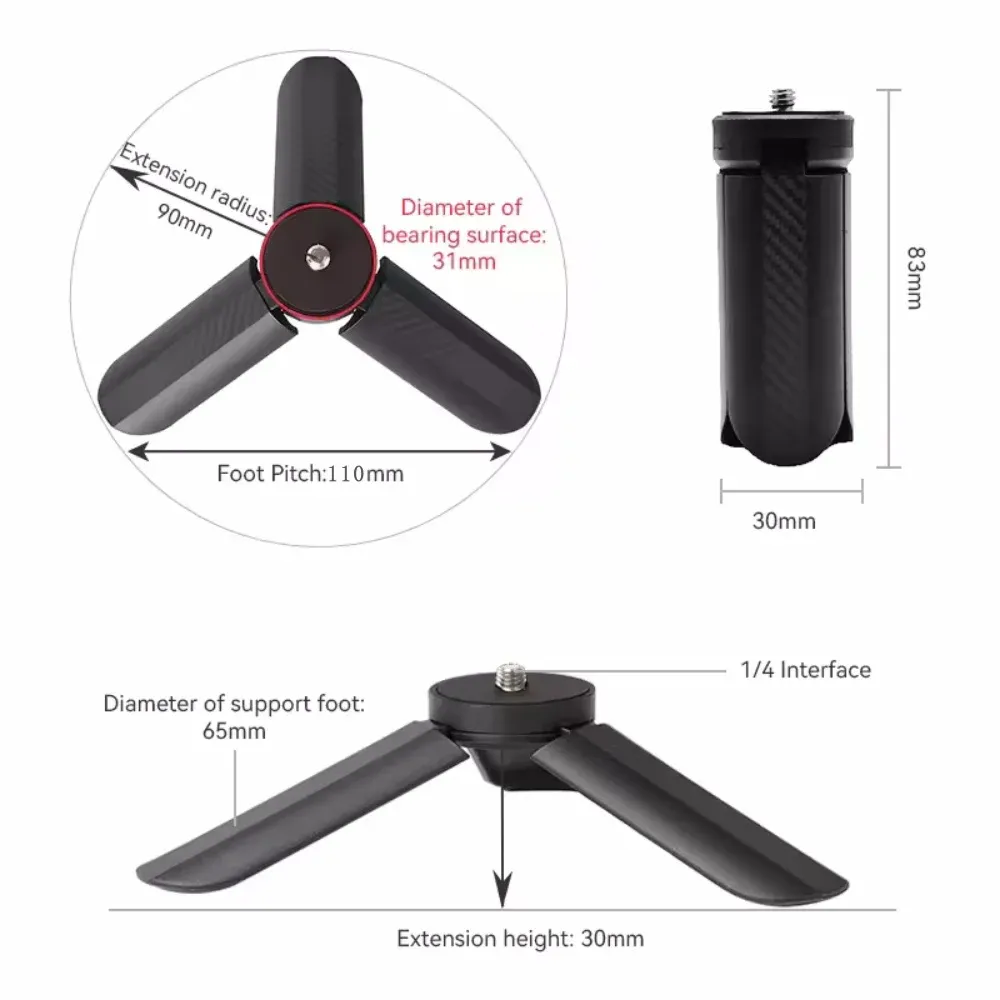 Mini trépied pour DJI Pocket 2, DJI Pocket 3, GoPro Action 5, GoPro Action 4, caméra Insta360 et stabilisateur cardan DJI Osmo Mobile 7/7P/6/5/4 - trépied de bureau 6