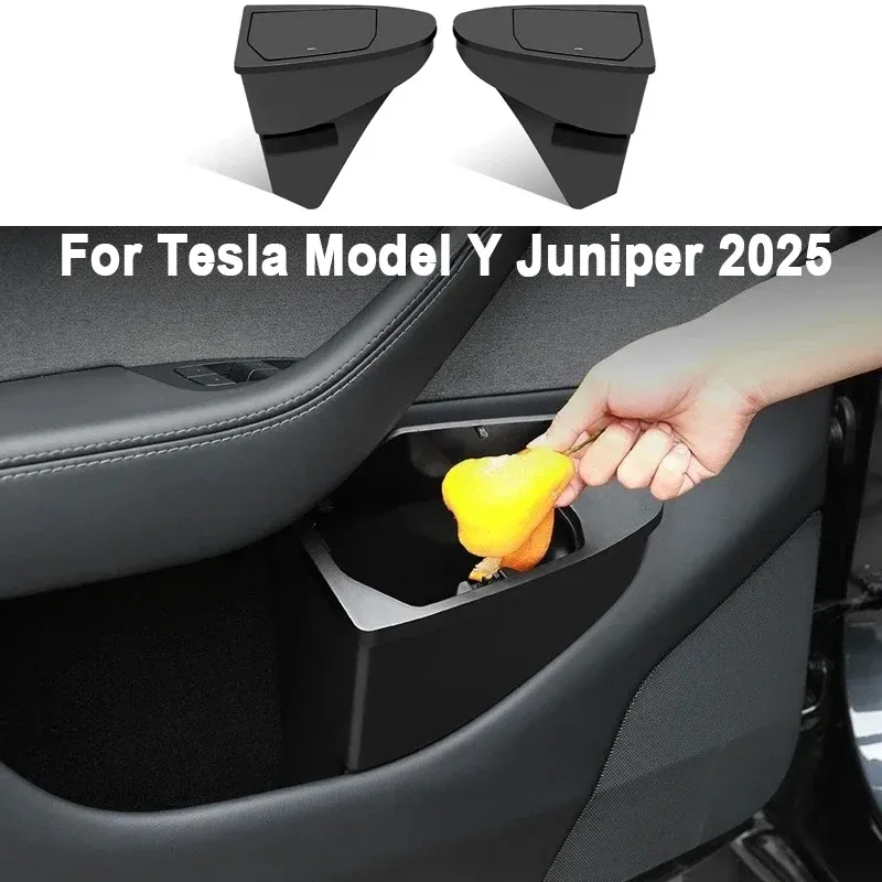 Poubelle de rangement pour porte avant Tesla Model Y/YL Juniper 2025, boîte de rangement multifonctionnelle pour porte de voiture, accessoires auto 1