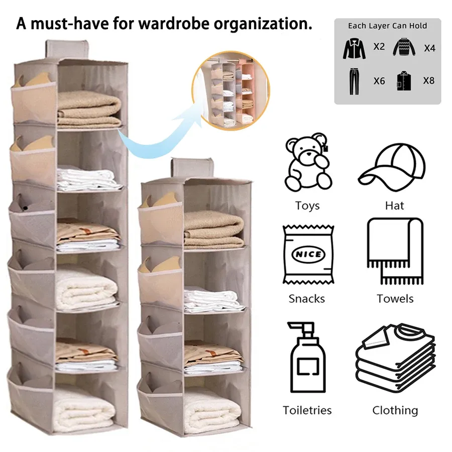 Organisateur de placard suspendu en tissu Oxford