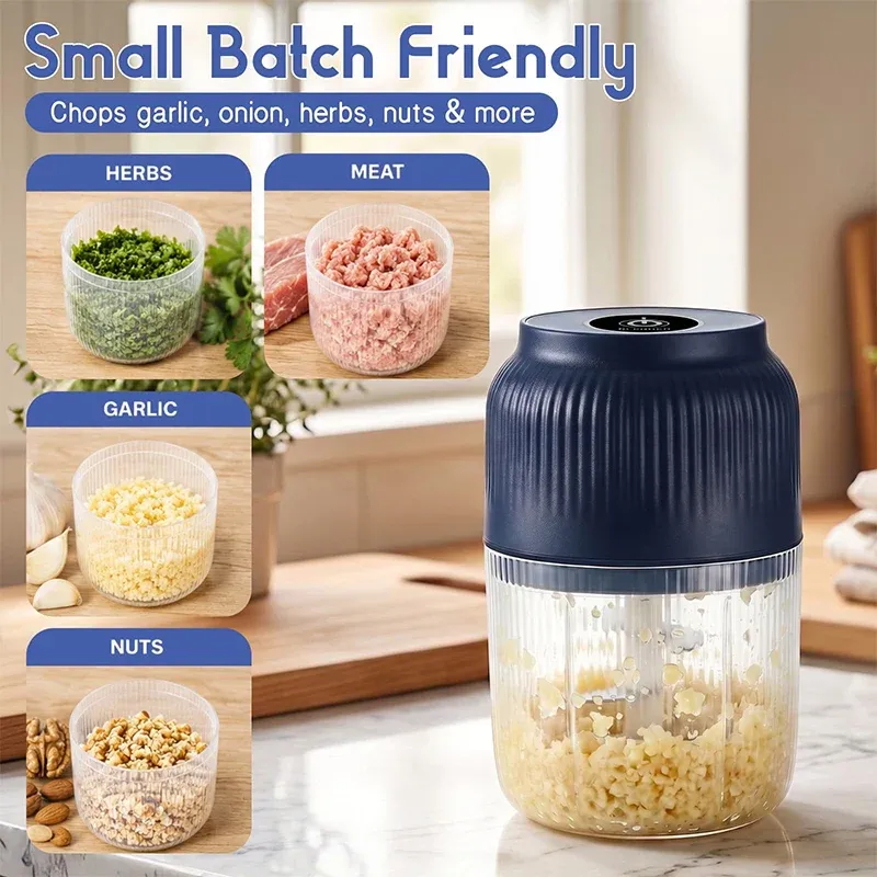 Hachoir électrique à ail en acier inoxydable, mini hachoir de cuisine 2