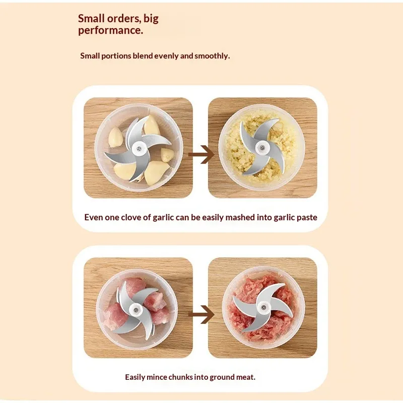 Hachoir électrique à ail en acier inoxydable, mini hachoir de cuisine 3