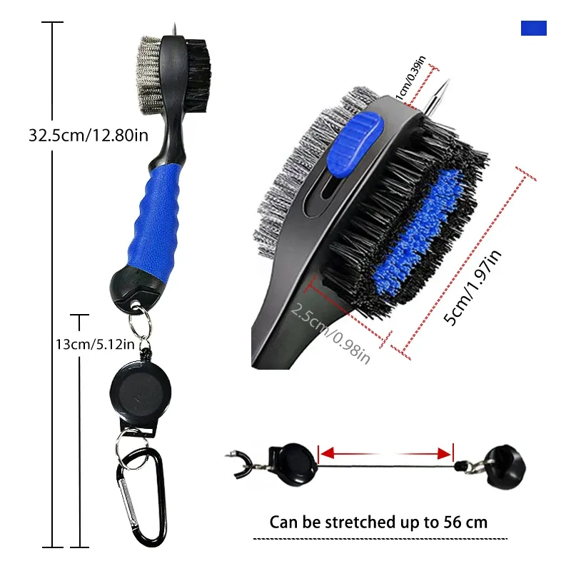 Brosse de nettoyage pour club de golf à poils double face, coloris rouge et noir 18