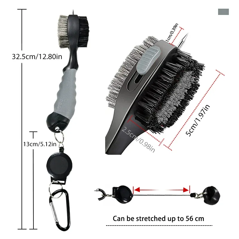 Brosse de nettoyage pour club de golf à poils double face, coloris rouge et noir 19