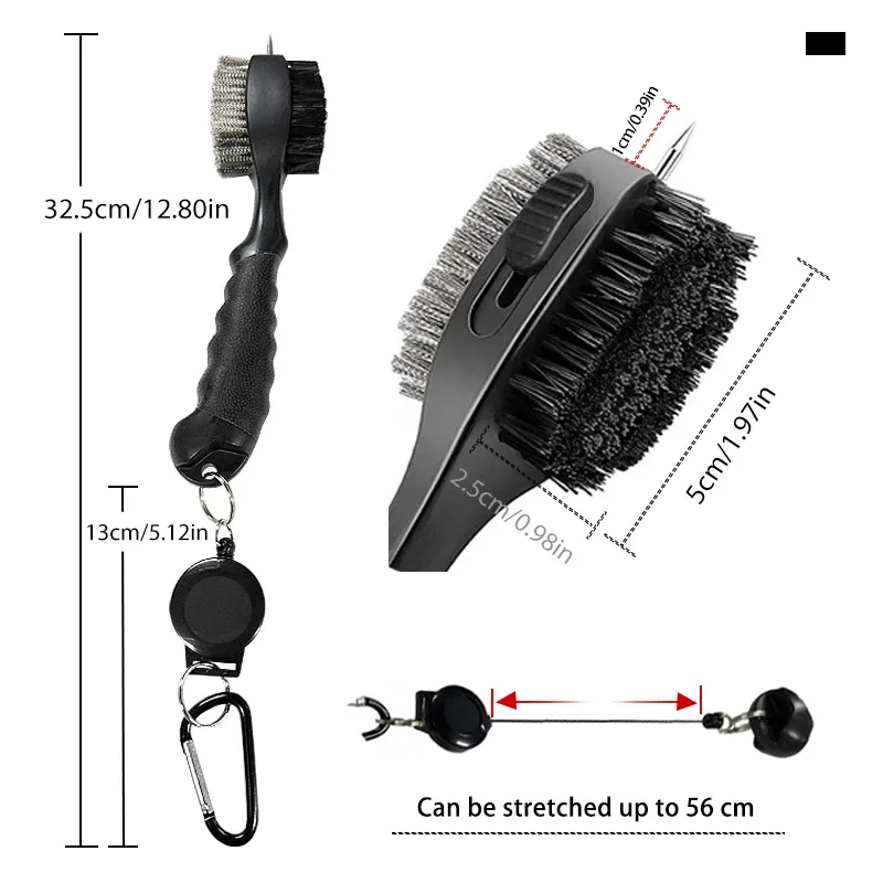 Brosse de nettoyage pour club de golf à poils double face, coloris rouge et noir 14