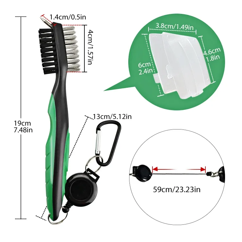 Brosse de nettoyage pour club de golf à poils double face, coloris rouge et noir 7