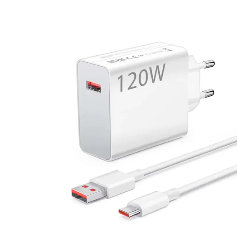 Chargeur USB rapide 120 W avec câble USB-C Turbo 6 A, compatible Xiaomi, Redmi et POCO