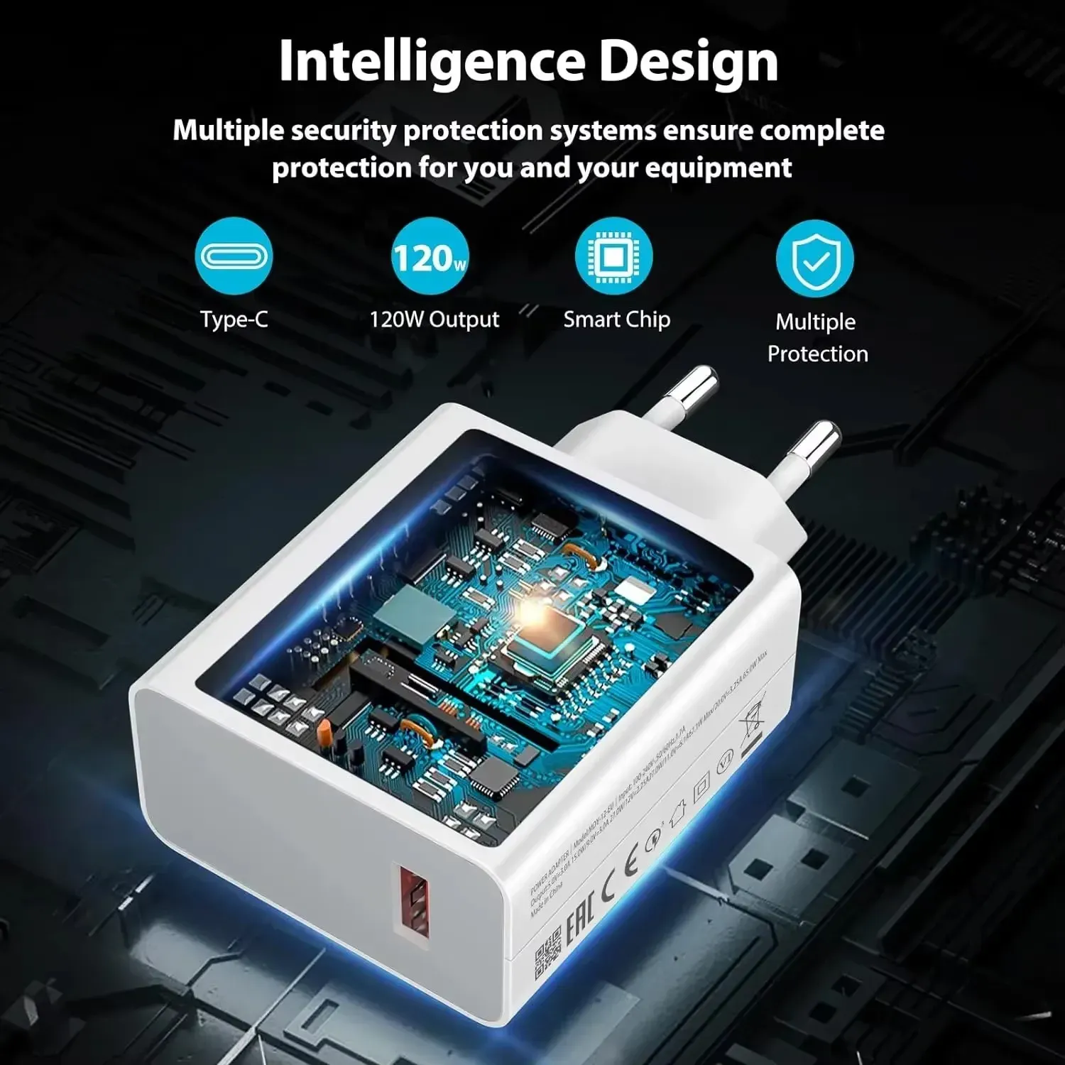 Chargeur USB rapide 120 W avec câble USB-C Turbo 6 A, compatible Xiaomi, Redmi et POCO 6