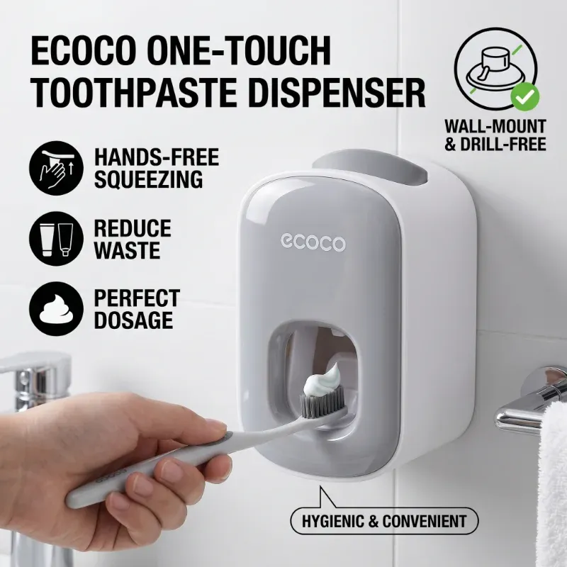 Distributeur automatique de dentifrice anti-poussière avec support mural pour brosse à dents, ensemble d'accessoires de salle de bains - Image 1