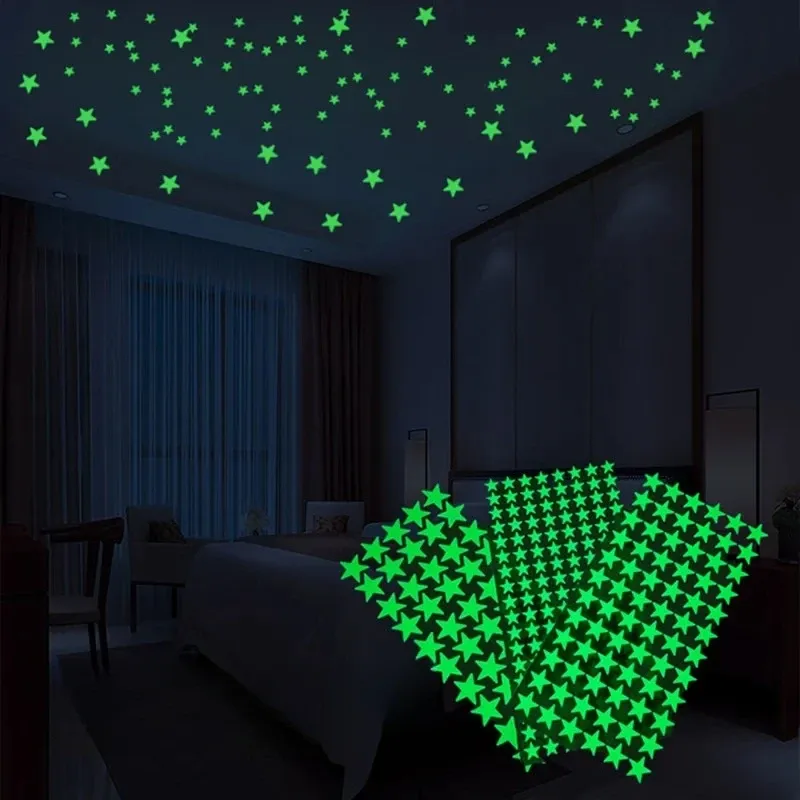 Autocollants muraux phosphorescents étoiles et points pour plafond de chambre d'enfant 2