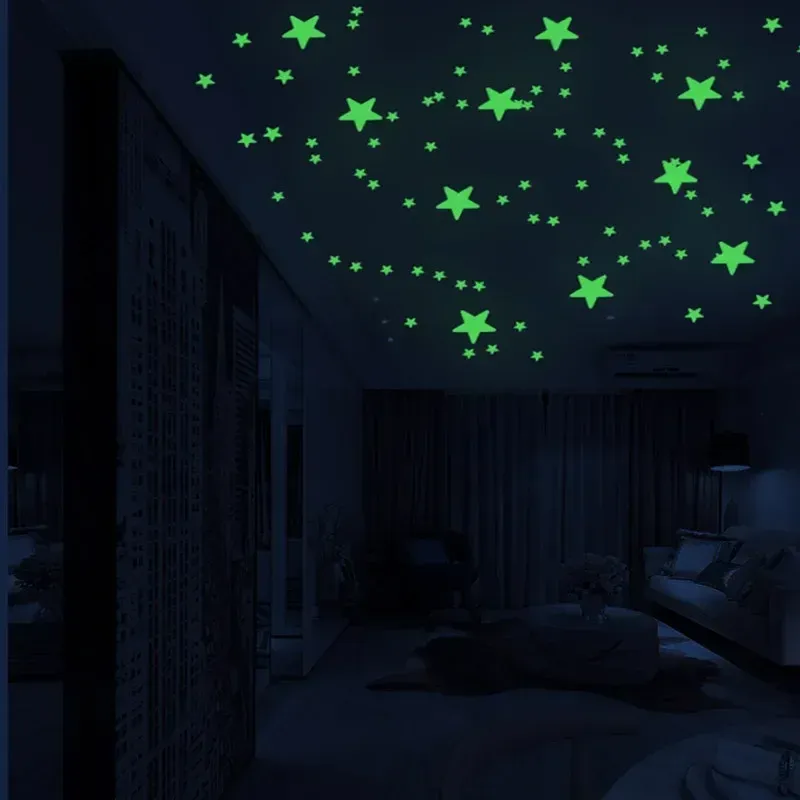 Autocollants muraux phosphorescents étoiles et points pour plafond de chambre d'enfant 3