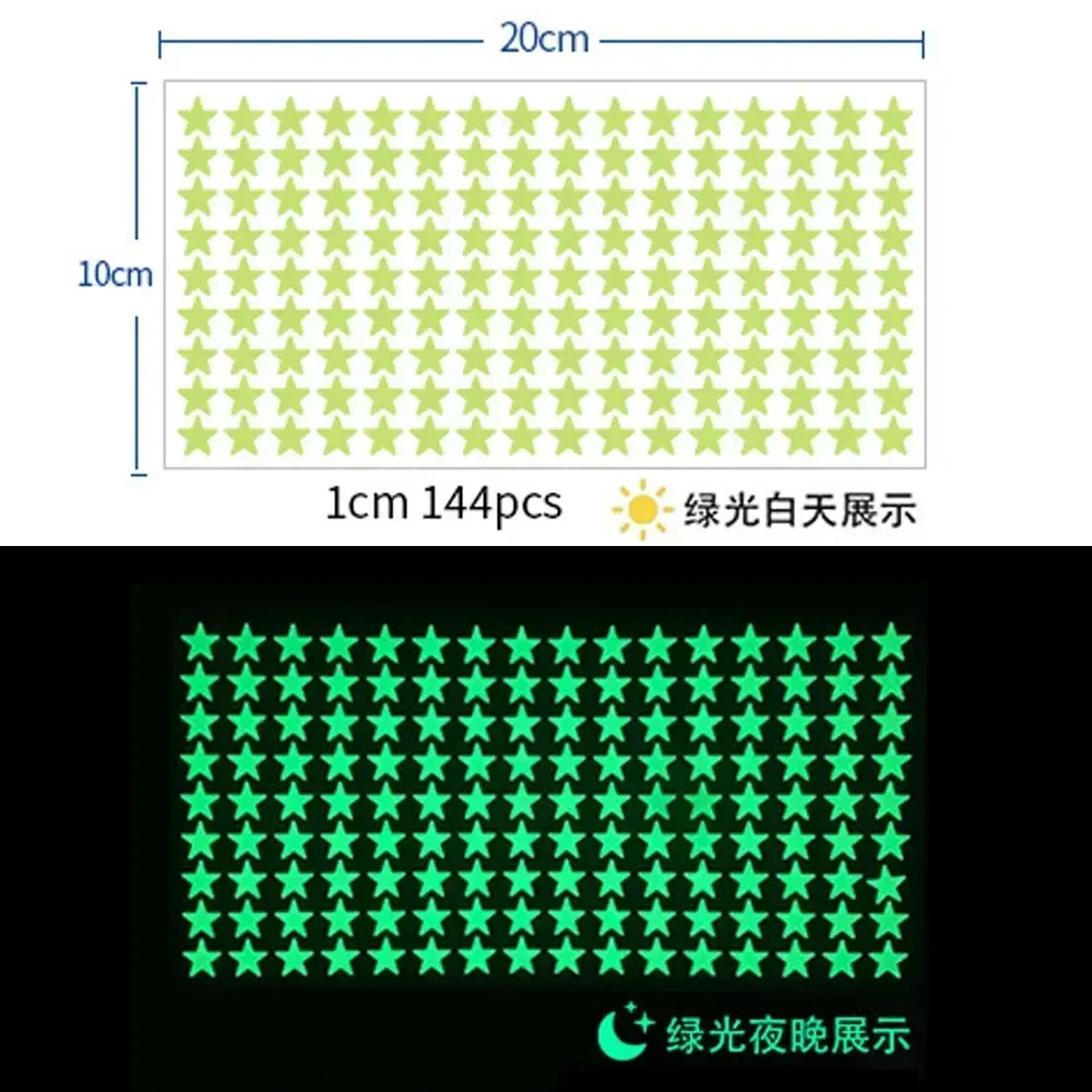 Autocollants muraux phosphorescents étoiles et points pour plafond de chambre d'enfant 10