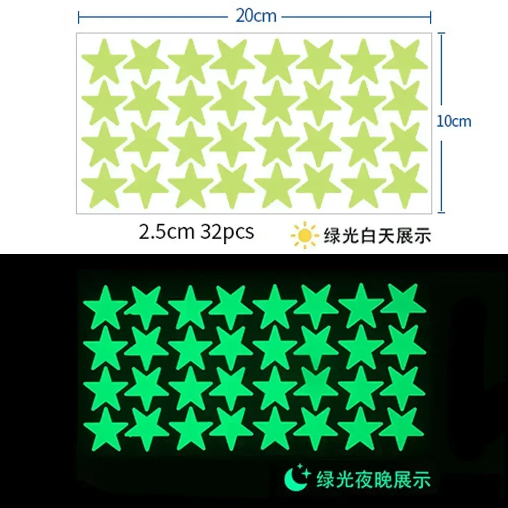 Autocollants muraux phosphorescents étoiles et points pour plafond de chambre d'enfant 8